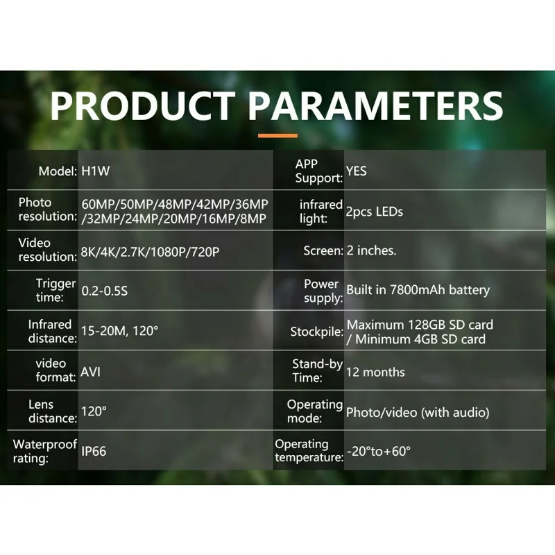 H1W 8K 60MP Trail Camera Solar Panel WiFi Bluetooth-compatible Infrared Hunting Camera with Night Vision for Wildlife Scouting - Camouflage