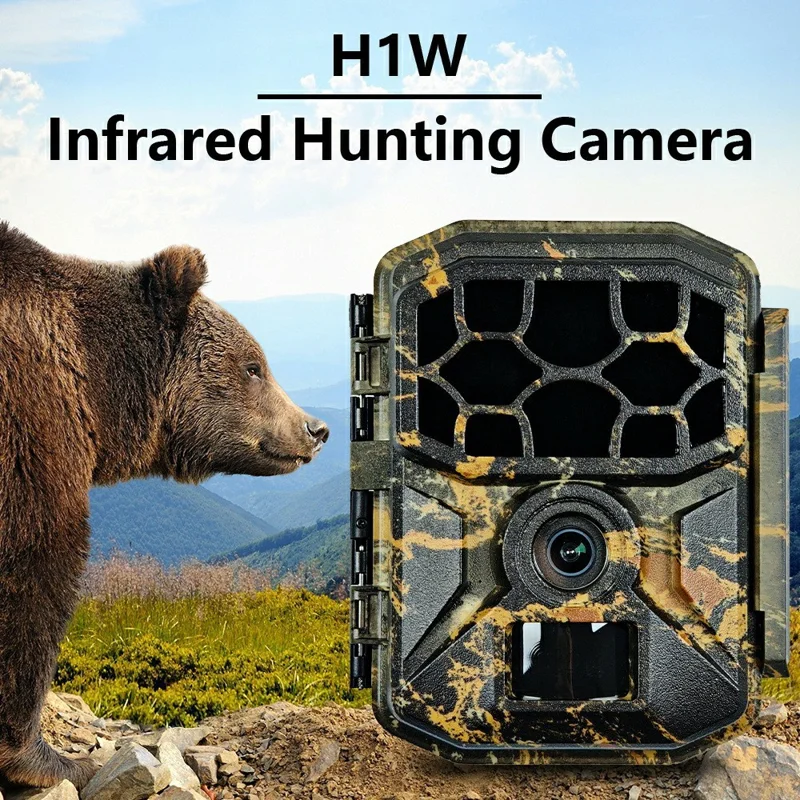 H1W 8K 60MP Trail Camera Solar Panel WiFi Bluetooth-compatible Infrared Hunting Camera with Night Vision for Wildlife Scouting - Camouflage
