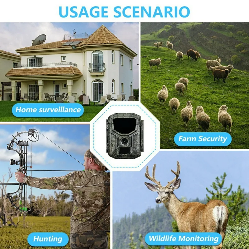 H2W 8K 60MP Trail Camera Solar Panel WiFi Bluetooth-compatible Infrared Hunting Camera with Night Vision for Wildlife Scouting - Camouflage