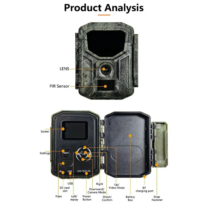 H2W 8K 60MP Trail Camera Solar Panel WiFi Bluetooth-compatible Infrared Hunting Camera with Night Vision for Wildlife Scouting - Camouflage
