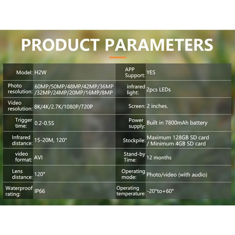 H2W 8K 60MP Trail Camera Solar Panel WiFi Bluetooth-compatible Infrared Hunting Camera with Night Vision for Wildlife Scouting - Camouflage