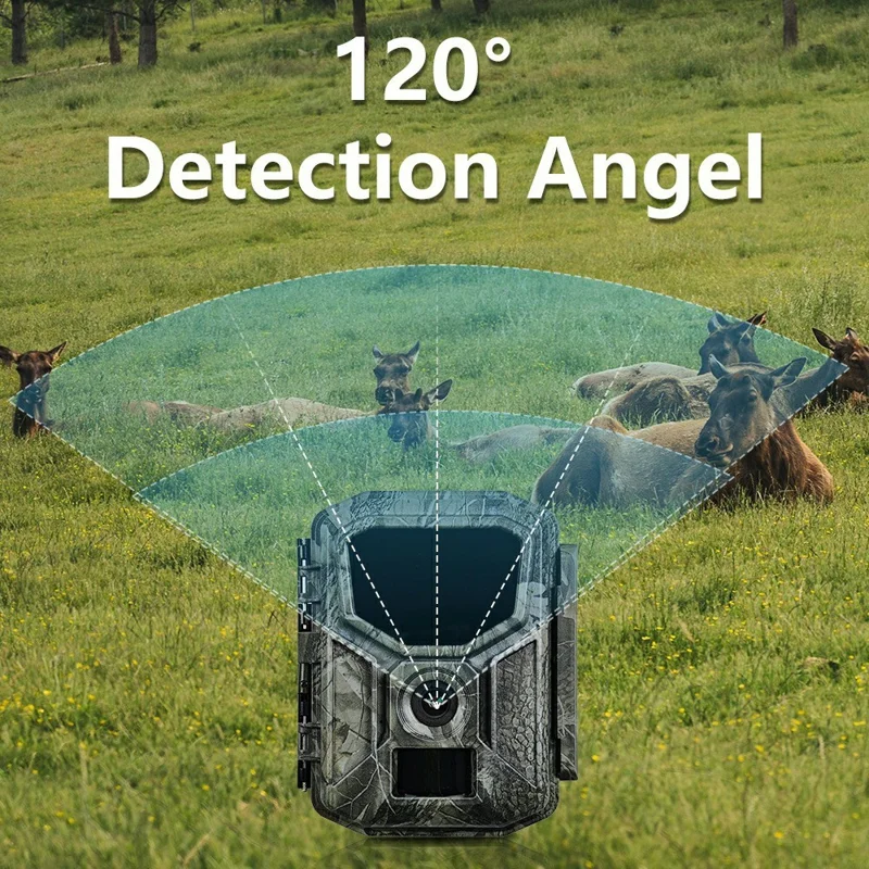 H2W 8K 60MP Trail Camera Solar Panel WiFi Bluetooth-compatible Infrared Hunting Camera with Night Vision for Wildlife Scouting - Camouflage