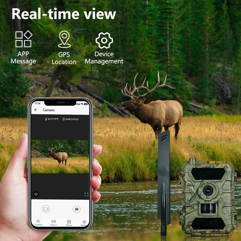 PR902LTE 4G 8K 60MP Trail Camera IP66 Waterproof Night Vision PIR Motion Detection Hunting Camera for Wildlife Scouting - Camouflage