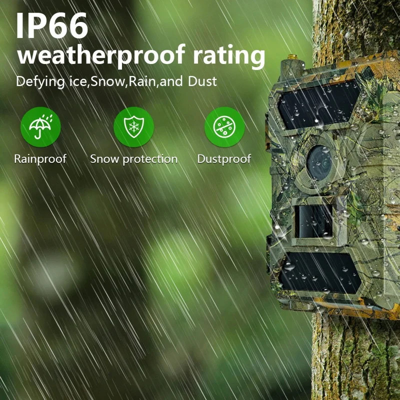 PR902LTE 4G 8K 60MP Trail Camera IP66 Waterproof Night Vision PIR Motion Detection Hunting Camera for Wildlife Scouting - Camouflage
