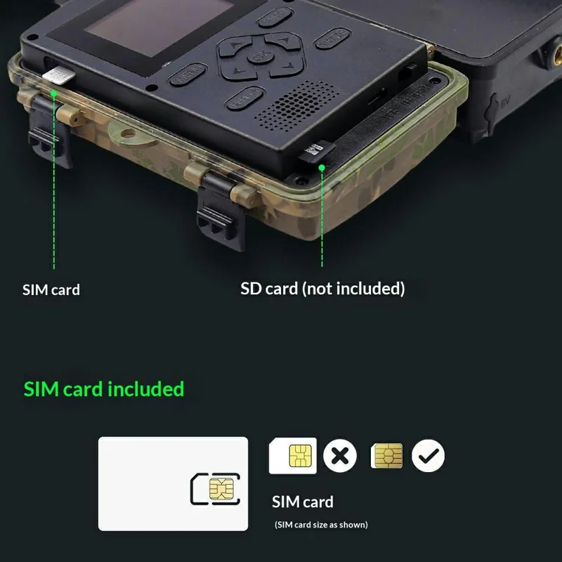 PR801LTE 8K Trail Camera 4G LTE 60MP PIR Motion Detection Night Vision IP66 Waterproof Hunting Camera for Scouting Wildlife Security - Camouflage