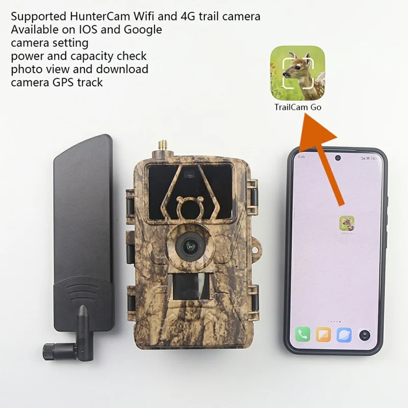 PR801LTE 8K Trail Camera 4G LTE 60MP PIR Motion Detection Night Vision IP66 Waterproof Hunting Camera for Scouting Wildlife Security - Camouflage