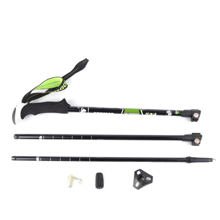 Kodenor 2 # Fibra De Carbono Telescópico Trekking Polo EVA Agarre Mango 3 Sección Ajustable Bastón - Verde