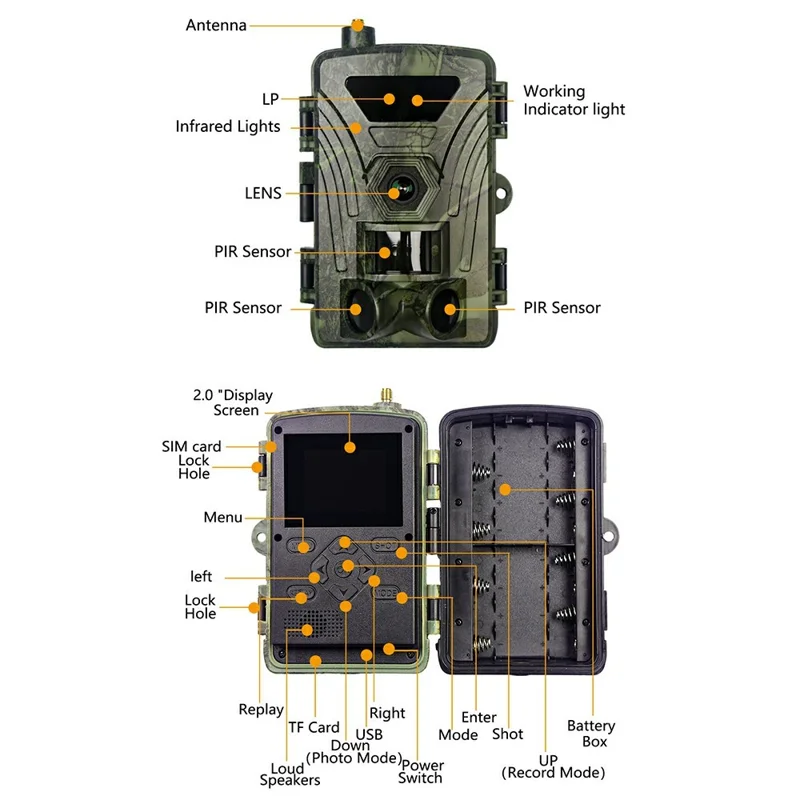 PR802LTE 4G LTE Wildcamera 60MP 4K Nachtkijker IP66 Waterdichte Jachtcamera voor Wildwaarneming