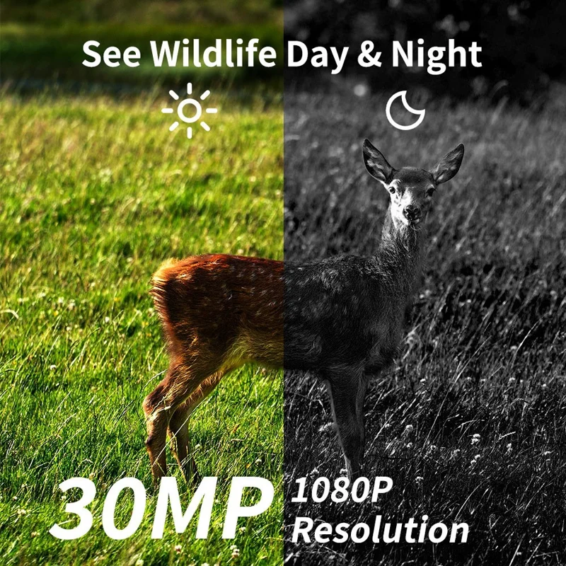 PR804LTE 4G Trail Camera 30MP 1080P Night Vision IP66 Waterproof Hunting Camera for Wildlife Scouting - Camouflage