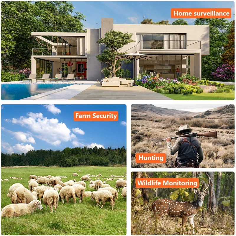 PR903W 5K WiFi Solar Security Camera 60MP Waterproof Trail Camera with PIR Motion Detection for Hunting Wildlife - Camouflage