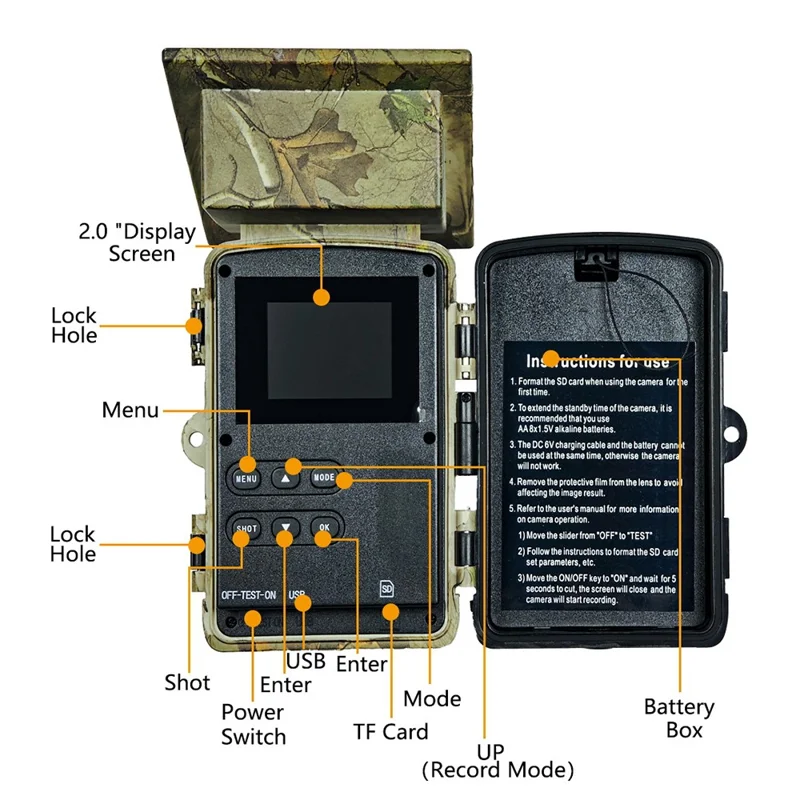 PR903W 5K WiFi Solar Security Camera 60MP Waterproof Trail Camera with PIR Motion Detection for Hunting Wildlife - Camouflage