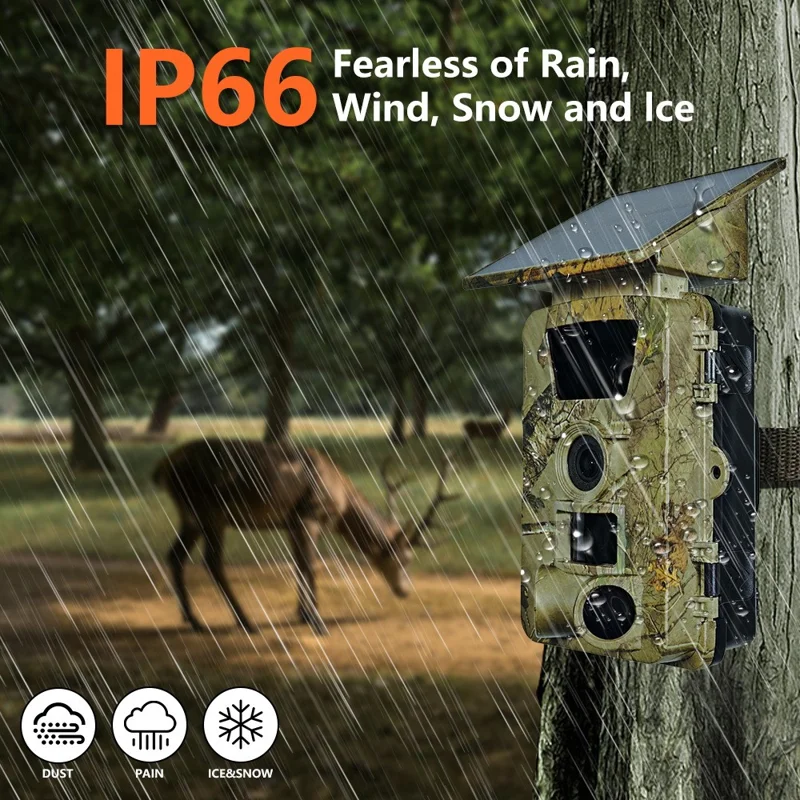 PR903W 5K WiFi Solar Security Camera 60MP Waterproof Trail Camera with PIR Motion Detection for Hunting Wildlife - Camouflage