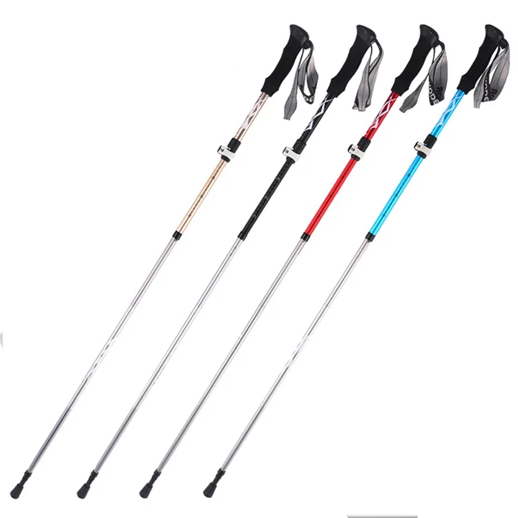 Kodenor 4 # Alliage D'aluminium Ultra-léger Stick Stick Stick Eva Grip Poignée À 5 Section Pôle Trekking Réglable - Noir