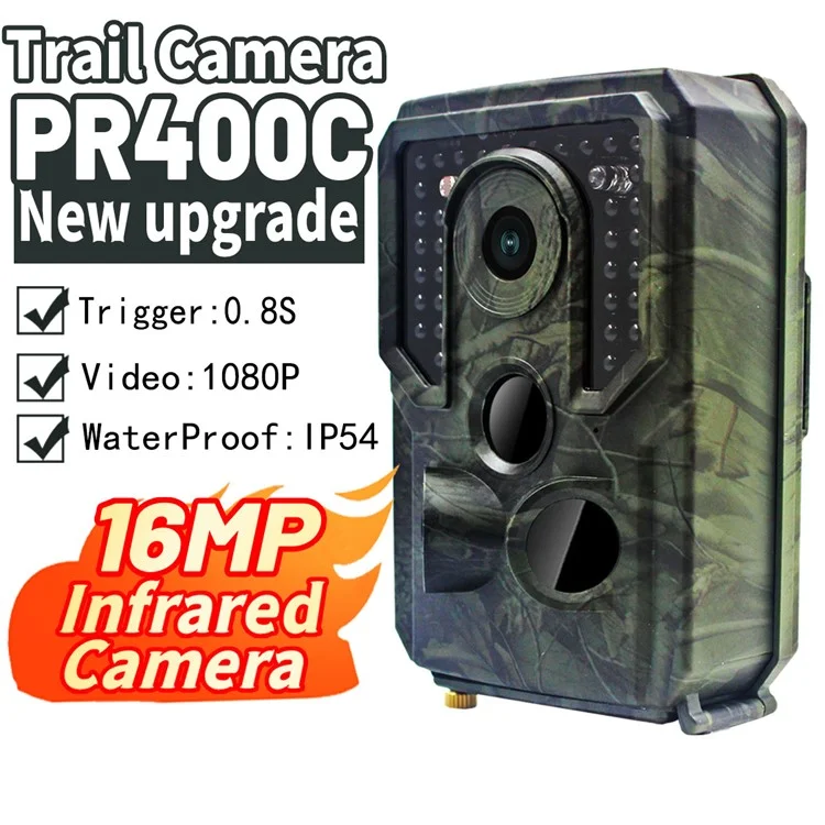 HUNTERCAM PR400 PRO 1080P HD Câmera de Trilha Selvagem 0.8S Gatilho 16MP Câmera de Caça por Infravermelho Indução
