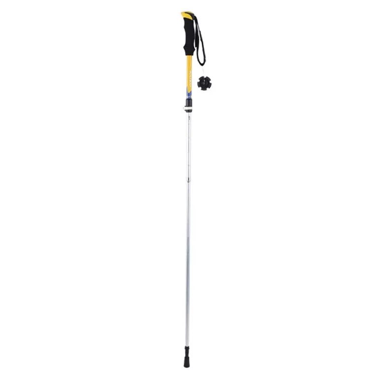 RAIKO Aluminum Alloy Quick Lock Trekking Pole Anti-Shock Telescopic Walking Stick Adjustable Cane for Mountains Hiking - Yellow