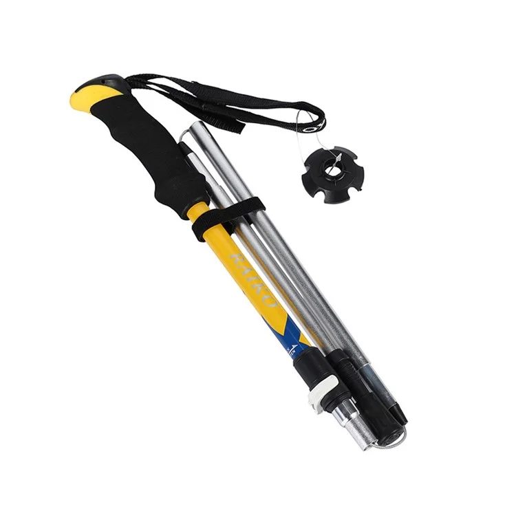 RAIKO Aluminum Alloy Quick Lock Trekking Pole Anti-Shock Telescopic Walking Stick Adjustable Cane for Mountains Hiking - Yellow