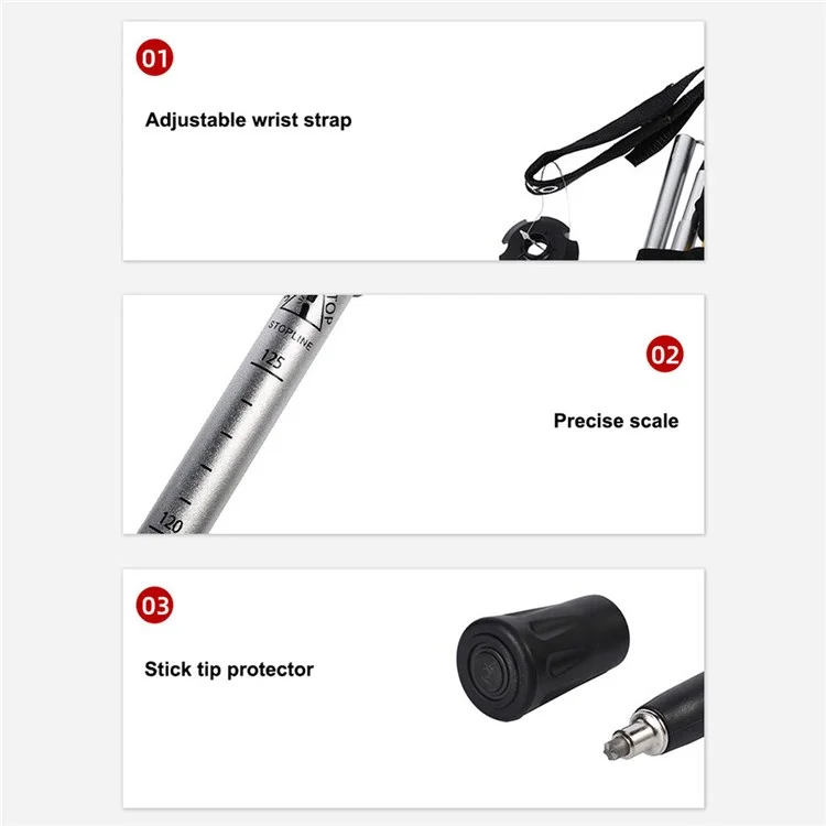 RAIKO Aluminum Alloy Quick Lock Trekking Pole Anti-Shock Telescopic Walking Stick Adjustable Cane for Mountains Hiking - Yellow