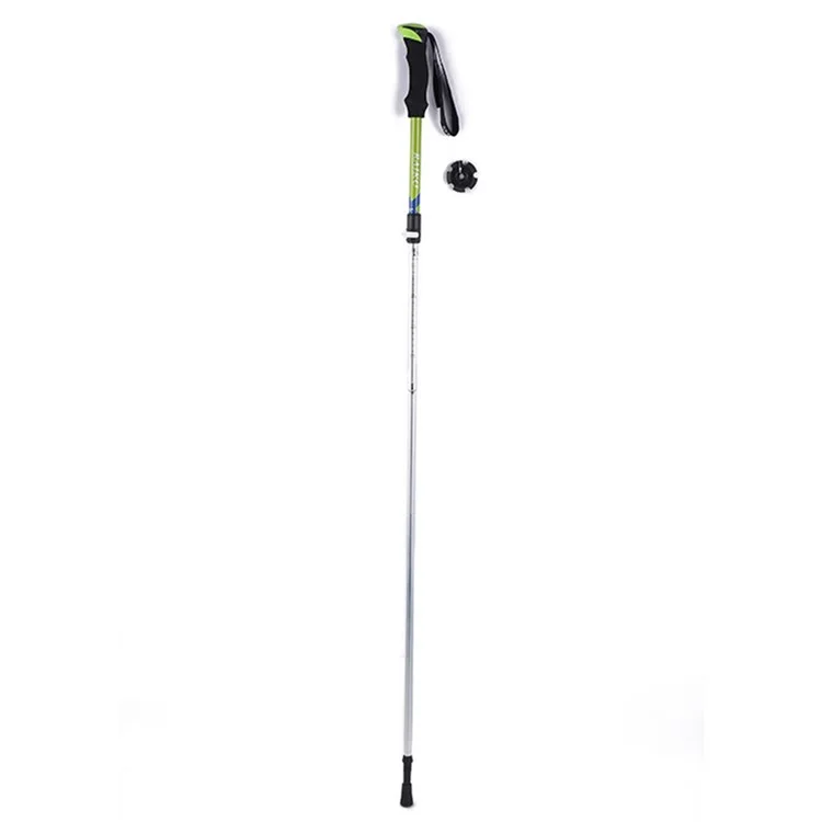 RAIKO Aluminum Alloy Quick Lock Trekking Pole Anti-Shock Telescopic Walking Stick Adjustable Cane for Mountains Hiking - Green
