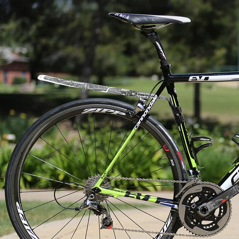 ENLEE E-641316 1 Set Fixed Gear Bicycle Extended Fender Quick-release Bike Front Rear Mudguards - Black