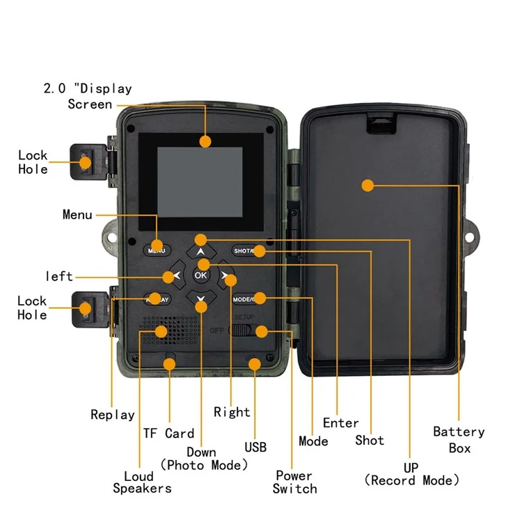 PR5000 2,0-дюймовый Экран на Открытом Воздухе Hunting Camera 1080p HD Водонепроницаемый Наружный Приключение Mini Cam