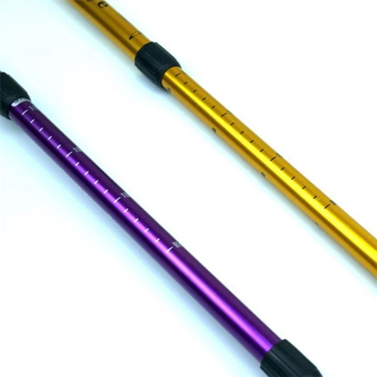 CLEYE 4-Section Aluminum Alloy Telescopic Trekking Pole Anti-Shock T-Handle Walking Stick for Traveling Camping Hiking - Gold