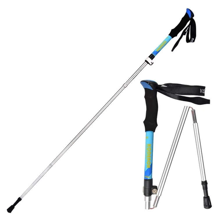 KODENOR 5-Section Aluminum Alloy Trekking Pole Camping Hiking Walking Stick for 145-170CM Height People - Blue