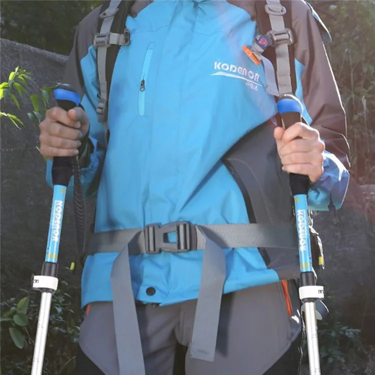 KODENOR 5-Section Aluminum Alloy Trekking Pole Camping Hiking Walking Stick for 145-170CM Height People - Blue