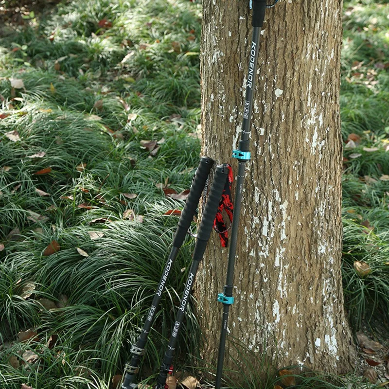 KODENOR 52-110CM Bastão Telescópico para Caminhada Fibra de Carbono de Alta Resistência 3 Seções Bastão de Trekking para Crianças - Azul