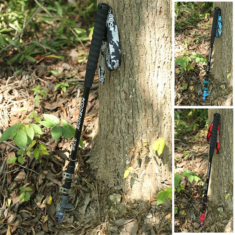 KODENOR 2Pcs Telescopic Walking Stick High-Strength Carbon Fiber 3-Section Trekking Pole for Children, 52-110CM - Grey