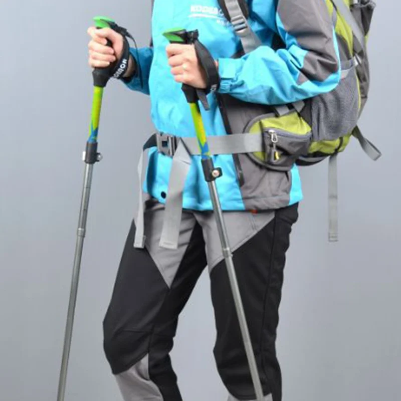KODENOR 2Pcs Outdoor Trekking Pole Camping 5-Section Aluminum Alloy Walking Stick for 170-190CM Height - Green