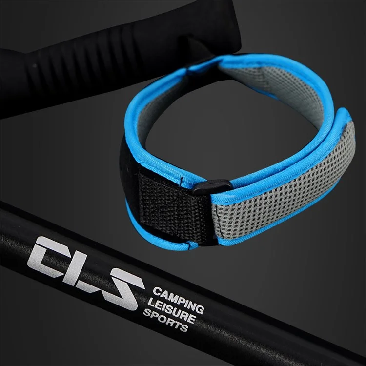CLS 110-125cm Adjustable Folding Trekking Poles Aluminum Alloy 4-Section Telescopic Ultralight Walking Stick - Blue