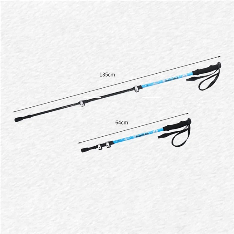 CLS Outer Lock Hiking Poles Aluminum Alloy Outdoor Hiking Stick 3 Section 64-135cm Adjustable Trekking Poles - Blue