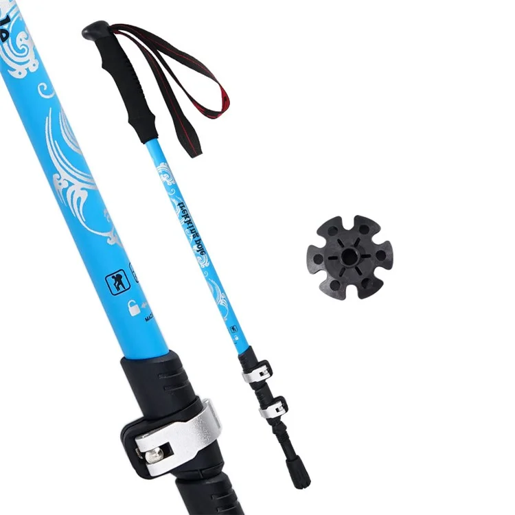 CLS Outer Lock Hiking Poles Aluminum Alloy Outdoor Hiking Stick 3 Section 64-135cm Adjustable Trekking Poles - Blue