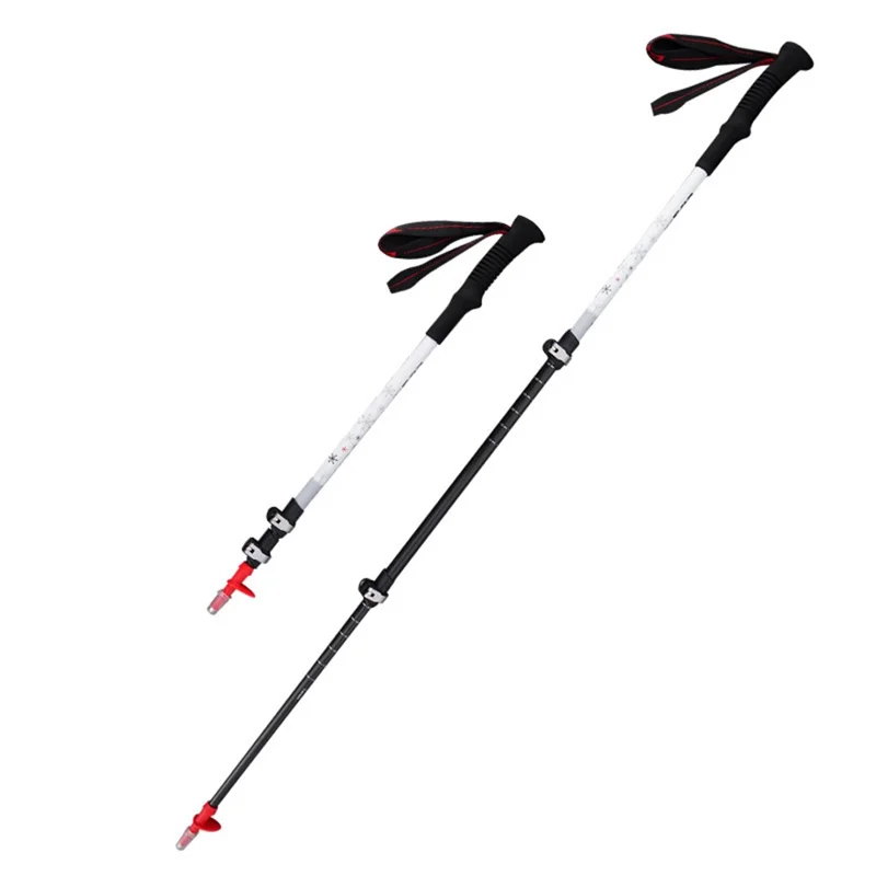 CLS Outer Lock Carbon Fiber Trekking Pole Ultra Light 3-Sections Telescopic Walking Pole - White