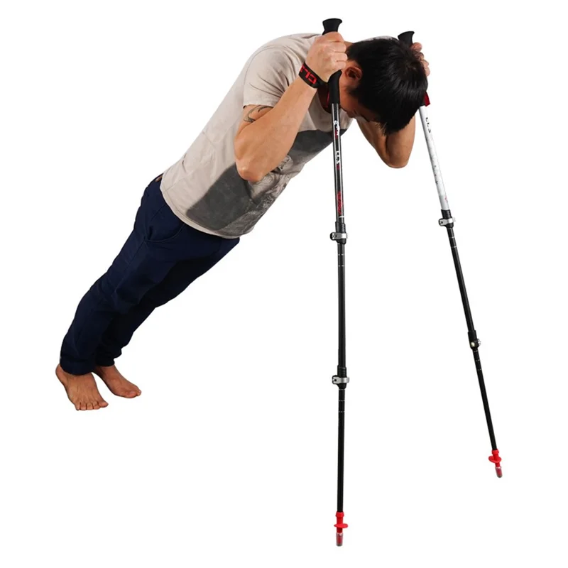 CLS Outer Lock Carbon Fiber Trekking Pole Ultra Light 3-Sections Telescopic Walking Pole - White