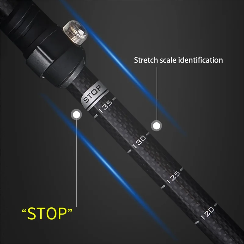 CLS Outer Lock Carbon Fiber Trekking Pole Ultra Light 3-Sections Telescopic Walking Pole - White