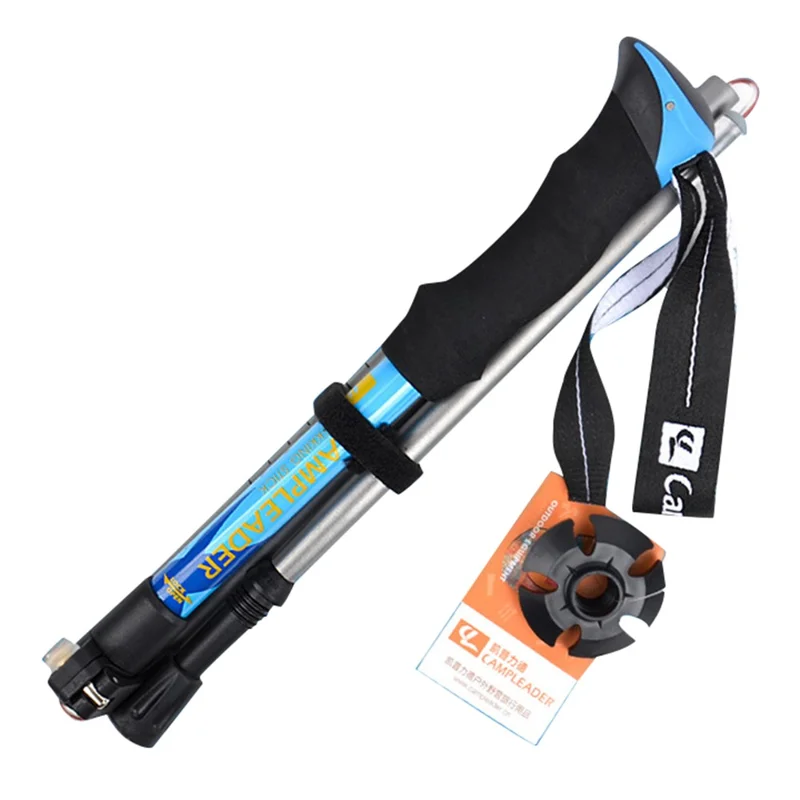 CAMPLEADER 7075 Aluminum Alloy Trekking Pole 5-Sections Ultra-Short Telescopic Hiking Climbing Stick - Blue