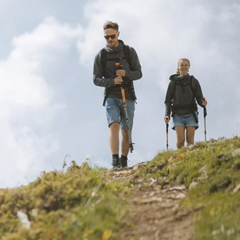 NECASIL G208S Aluminum Alloy Trekking Pole 62-135CM Folding Walking Stick Ultralight for Hiking, Camping - Black