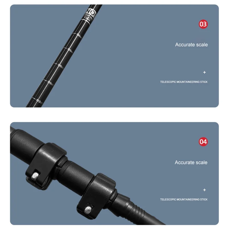 NECASIL G208S Aluminum Alloy Trekking Pole 62-135CM Folding Walking Stick Ultralight for Hiking, Camping - Black