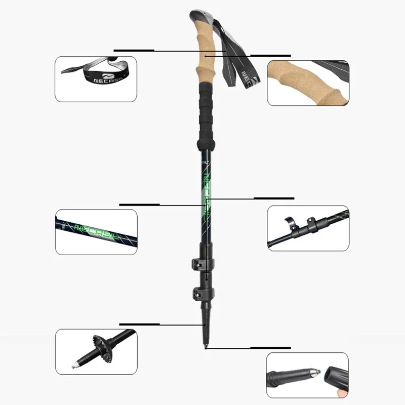 Алюминиевый треккинговый шест NECASIL G208S 62-135CM, складной, для походов, кемпинга - красный