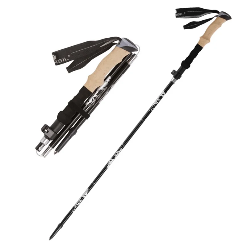 NECASIL N88 Anti-Slip Trekking Pole 33-125 CM Aluminum Alloy Folding Hiking Walking Stick - Black