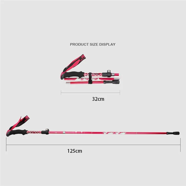 NECASIL N82 Bâton de randonnée en alliage d'aluminium à 5 sections, idéal pour le camping en extérieur, 32-125CM, pliable - Noir