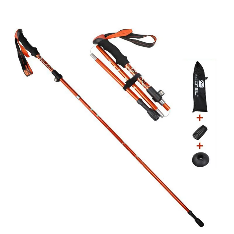 NECASIL N82 5-Section Aluminum Alloy Trekking Pole Outdoor Camping 32-125CM Folding Walking Stick - Orange