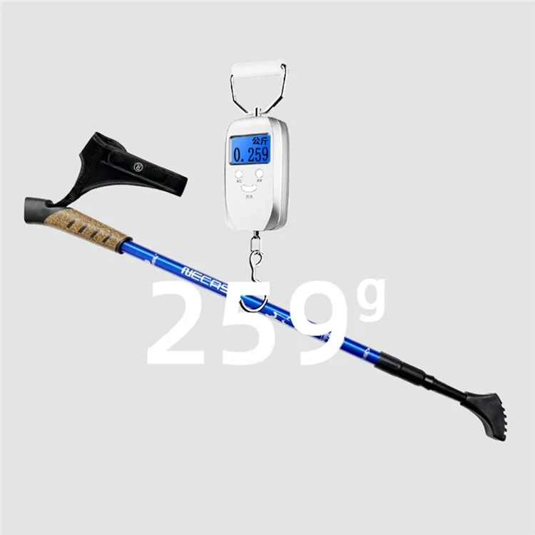 NECASIL G301 2Pcs Aviation Aluminum Alloy Alpenstock 3 Sections Telescopic Pole Embedded Lock Off-Road Hiking Stick - Blue