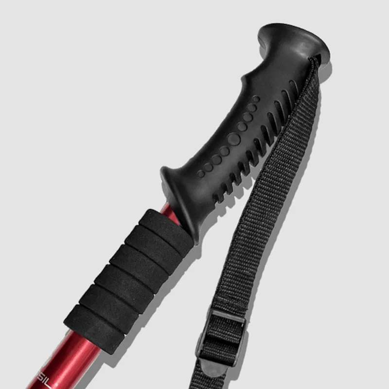 NECASIL G103 Aluminum Alloy Climbing Walking Stick 4 Sections Telescopic Folding Alpenstock Hiking Pole - Black