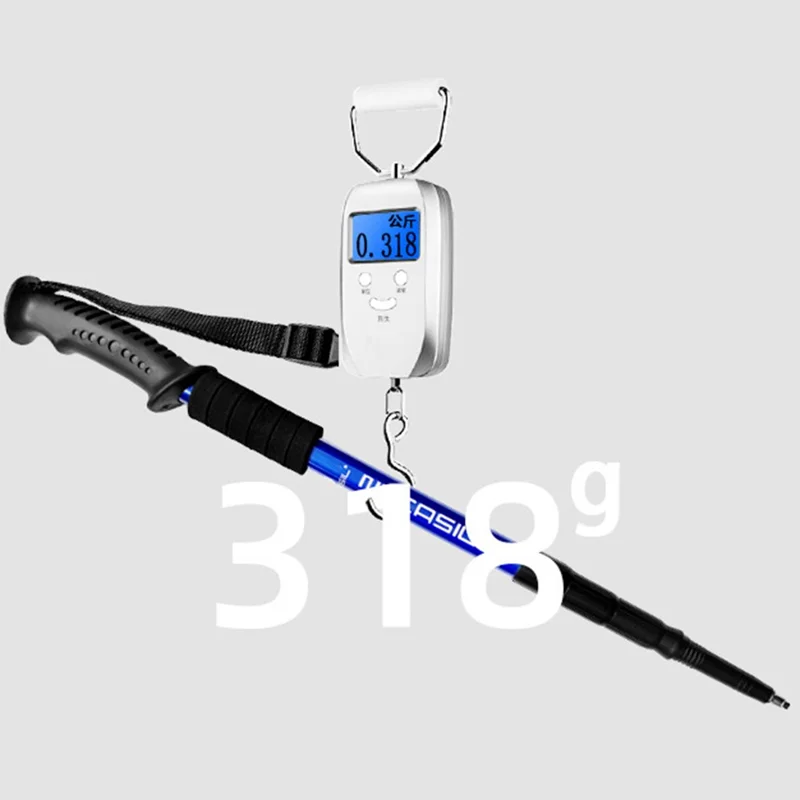 NECASIL G103 Aluminum Alloy Climbing Walking Stick 4 Sections Telescopic Folding Alpenstock Hiking Pole - Black
