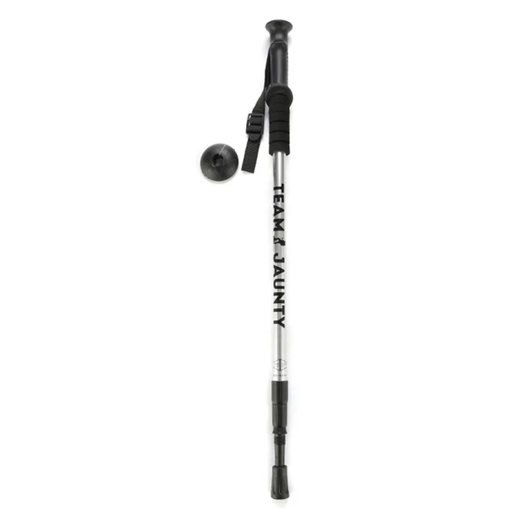 TEAM JAUNTY 6-3JNS Trekking Pole 65-135CM Aluminio Aleación Plegable Senderismo Bastón Trekking - Mango Recto / Plateado