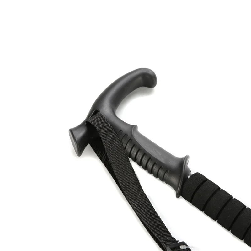 TEAM JAUNTY 6-3JNS Trekking Pole 65-135CM Aluminum Alloy Folding Hiking Walking Stick - Angled Handle / Silver
