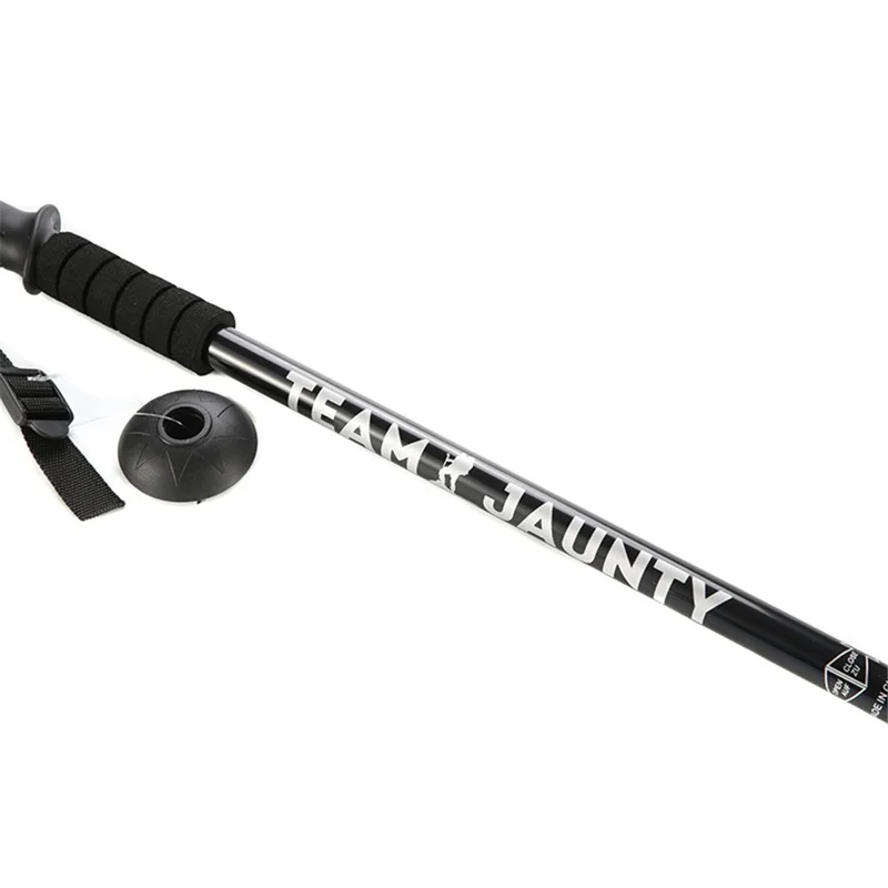 TEAM JAUNTY 6-3JNS Trekking Pole 65-135CM Aluminum Alloy Folding Hiking Walking Stick - Angled Handle / Silver
