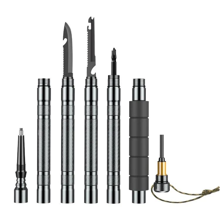 G02 Hiking Camping Foldable Pole Aluminum Alloy Trekking Pole Knife Screwdriver Tool